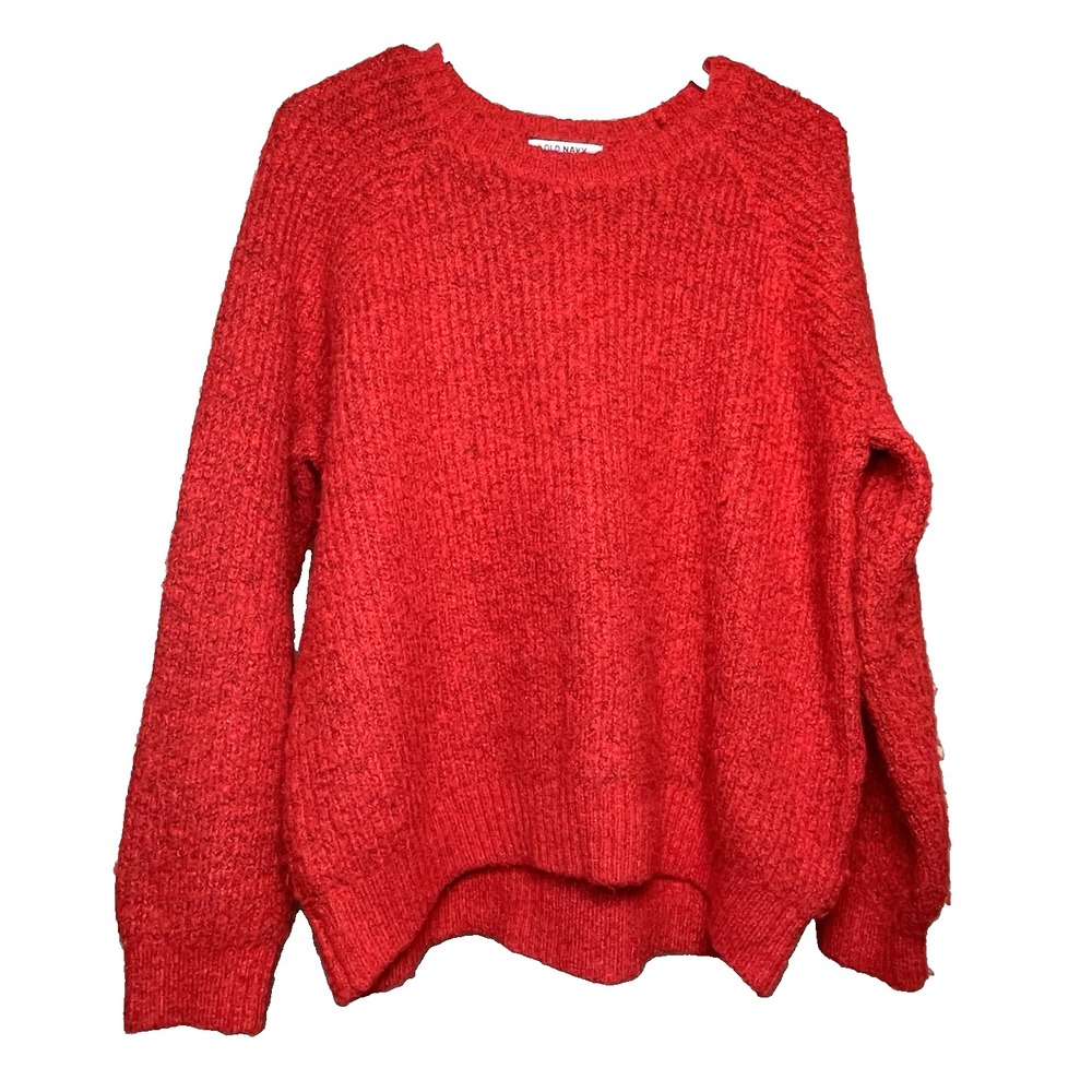 Old Navy Wool Blend Pullover Sweater Small Cozy Red‎ Festive Winter Warm